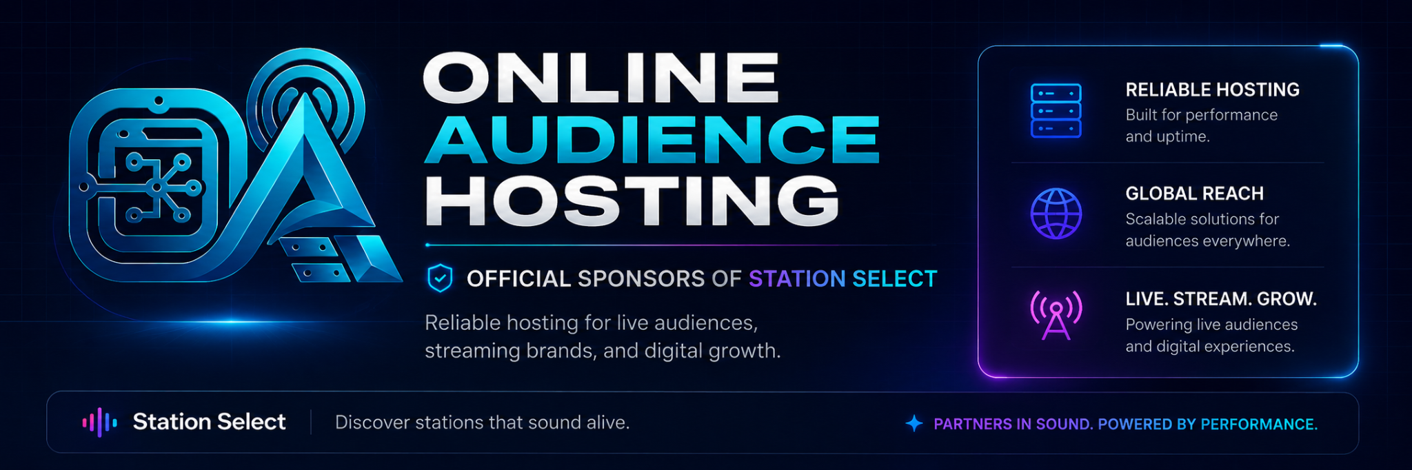 Online Audience Hosting - Official sponsors of Station Select